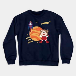 Space monkey or astronaut in a space suit with cartoon style Crewneck Sweatshirt